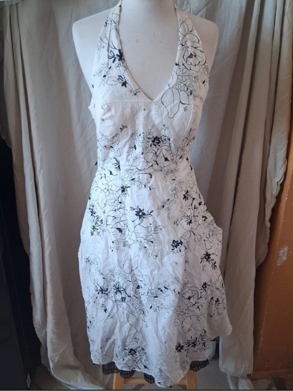 AGB White One-Shoulder Floral Dress with Black Print